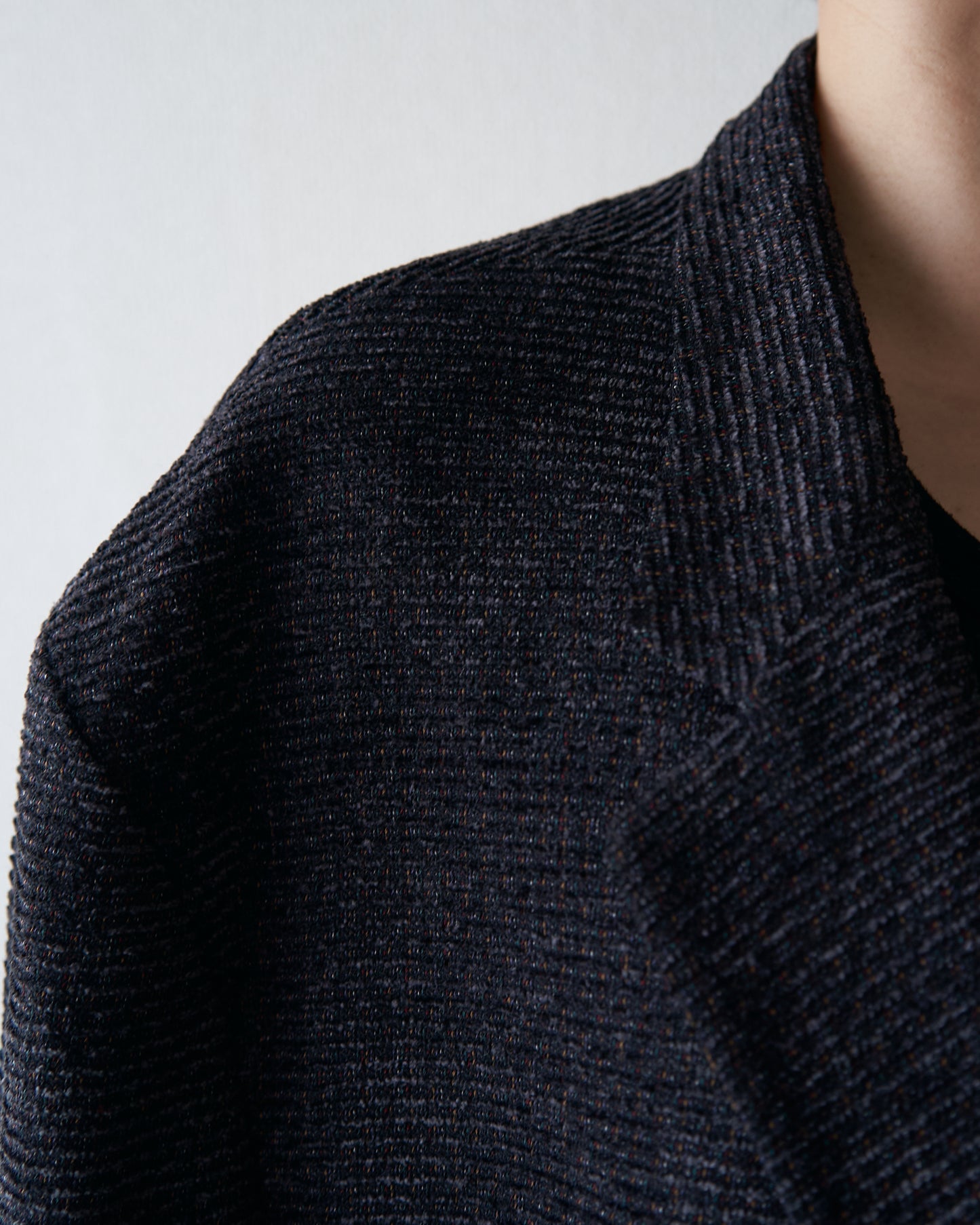 90s JHANE BARNES Wool/Linen Textured boucle Jacket / Black