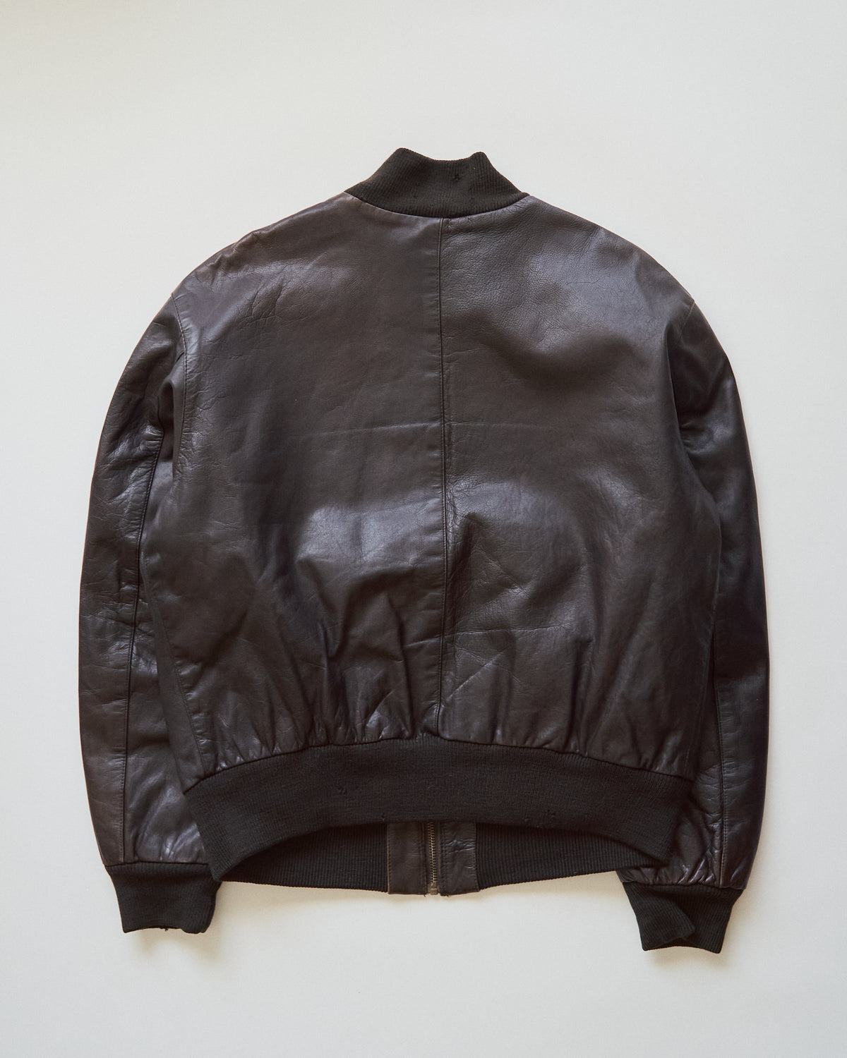【SIZE L】-90s ARMANI JEANS  Leather Flight Bomber Jacket / Brown