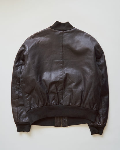 【SIZE L】-90s ARMANI JEANS  Leather Flight Bomber Jacket / Brown