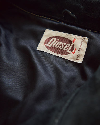 【SIZE M-L】90s DIESEL Suede Two-Tone Trucker Jacket / Beige Black