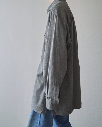 【SIZE L】80's-90s ERMENEGILDO ZEGNA Melange Flannel Cotton Shirt / Charcoal Grey