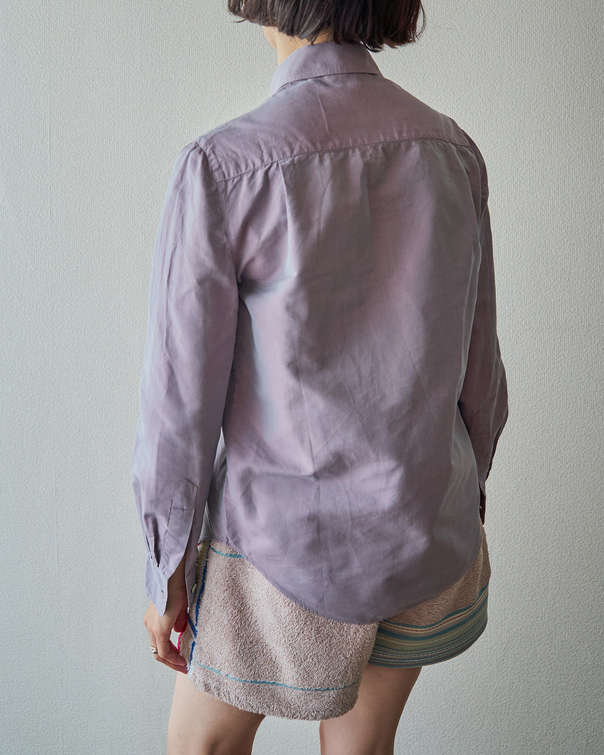 【SIZE S】90s GIORGIO ARMANI CLASSICO Cotton Silk Fabric TAMAMUSHI Shirt / Mauve Purple