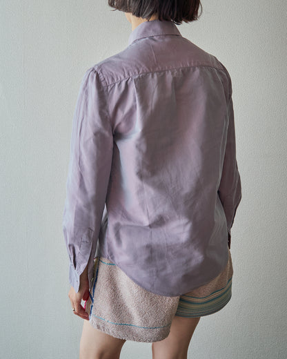 【SIZE S】90s GIORGIO ARMANI CLASSICO Cotton Silk Fabric TAMAMUSHI Shirt / Mauve Purple