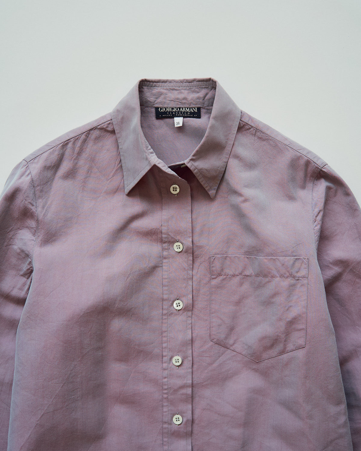 【SIZE S】90s GIORGIO ARMANI CLASSICO Cotton Silk Fabric TAMAMUSHI Shirt / Mauve Purple