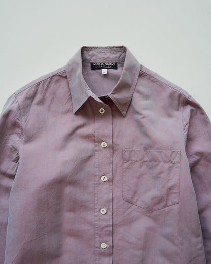 【SIZE S】90s GIORGIO ARMANI CLASSICO Cotton Silk Fabric TAMAMUSHI Shirt / Mauve Purple