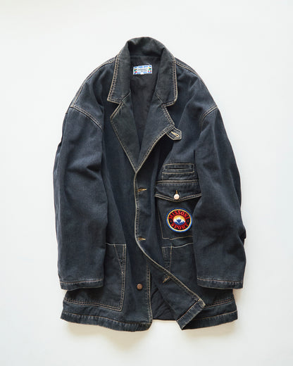 【SIZE L】-90s MISSONI SPORT Overdyed Denim Chore Coat / Black