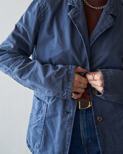 【SIZE S】ARMANI JEANS Garment-Dyed Cotton Convertible-Collar Field Jacket / Navy