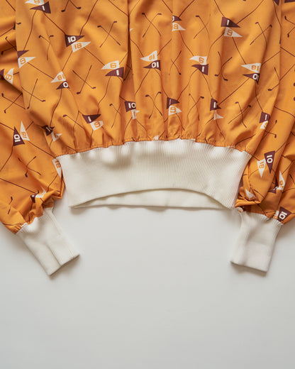 【Size S】80-90s DUNLOP Golf Motif Stretch Nylon Rib Pullover / Mustard