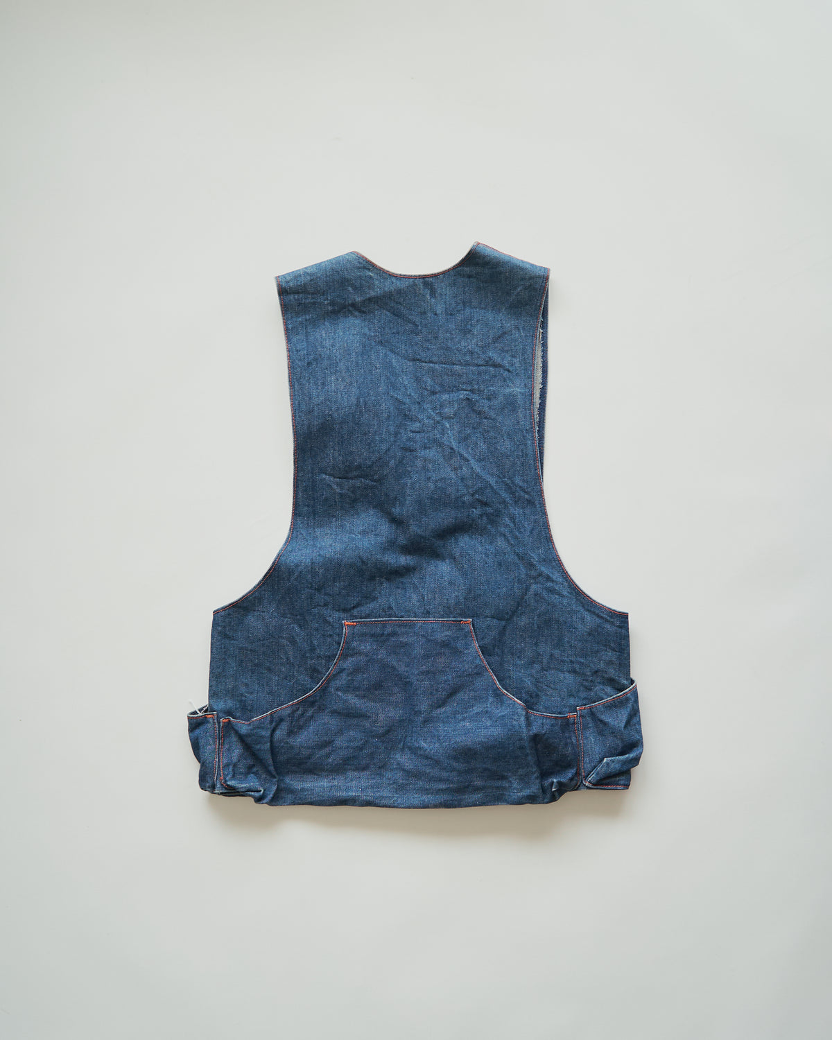 【SIZE M】60-70s Denim Leather Recoil-Pad  Shooting Vest / Orange Stitch