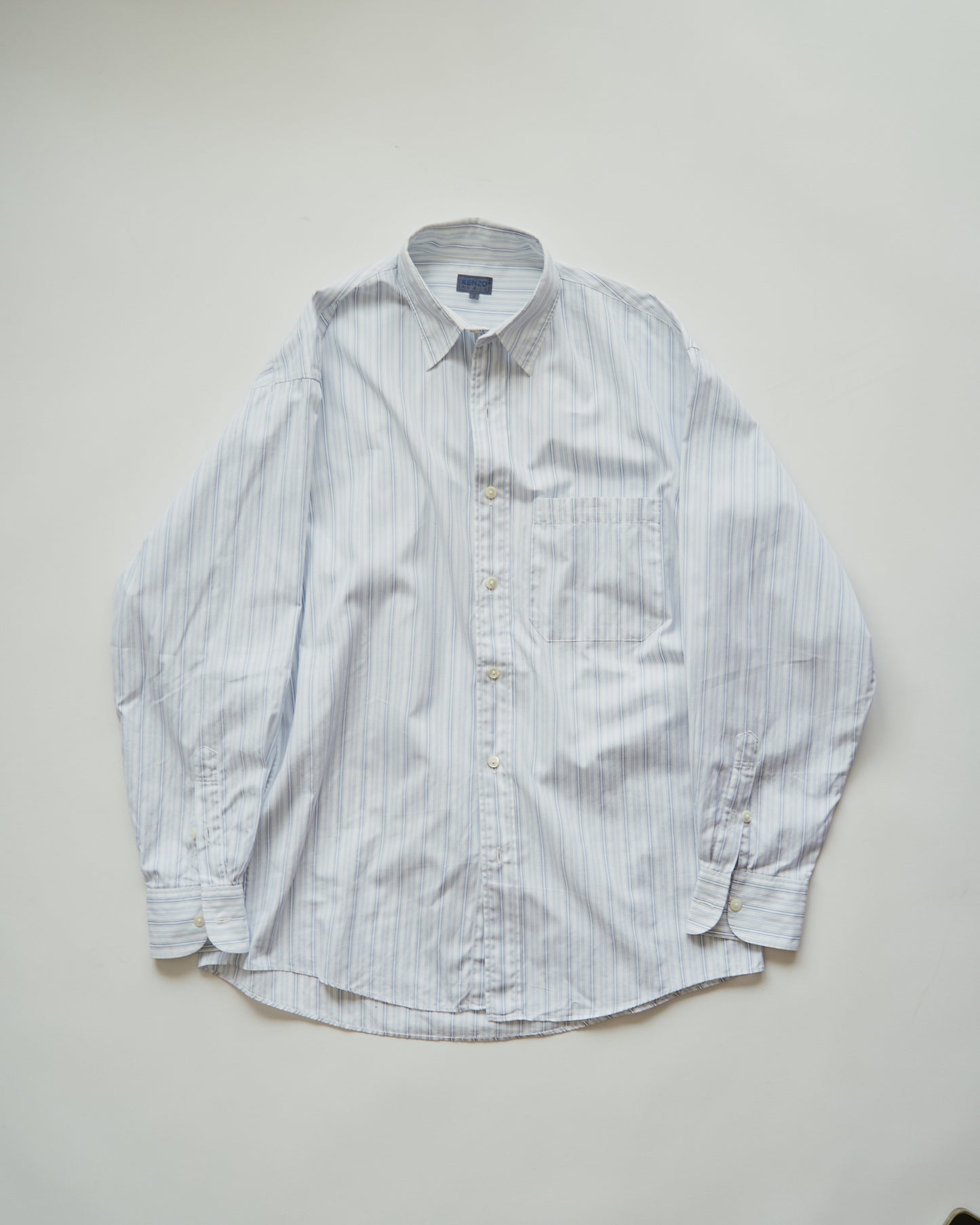 90’s~00s KENZO  Cotton Multi Stripe Casual Shirt  / Blue × White