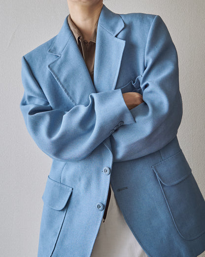 【SIZE L】-1980s JCPENNEY Textured Notch Lapel Tailored Jacket / Powder Blue