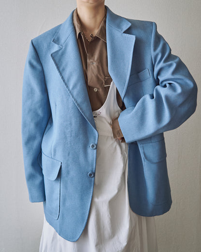 【SIZE L】-1980s JCPENNEY Textured Notch Lapel Tailored Jacket / Powder Blue