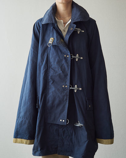 【SIZE L】-90s FAY Cotton Canvas Fireman Toggle Coat / Navy