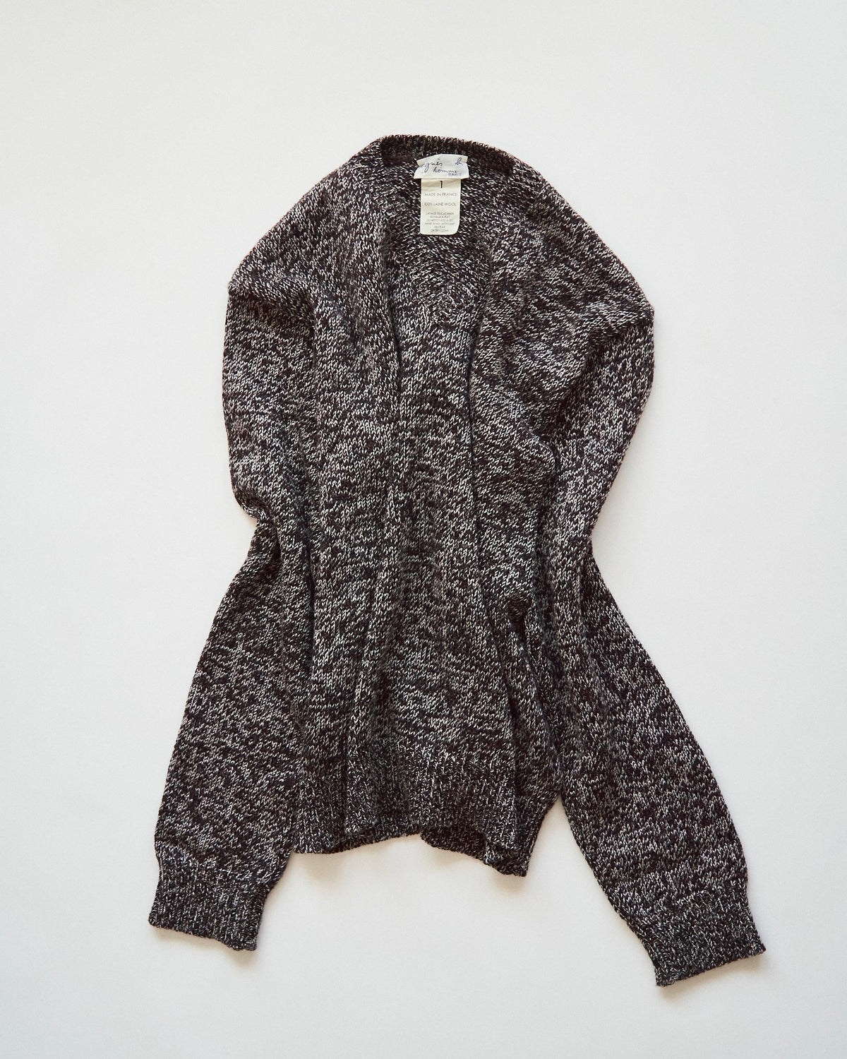 【SIZE S-M】90s agnès b. homme Melange Wool V-Neck Knit / Brown x Ecru