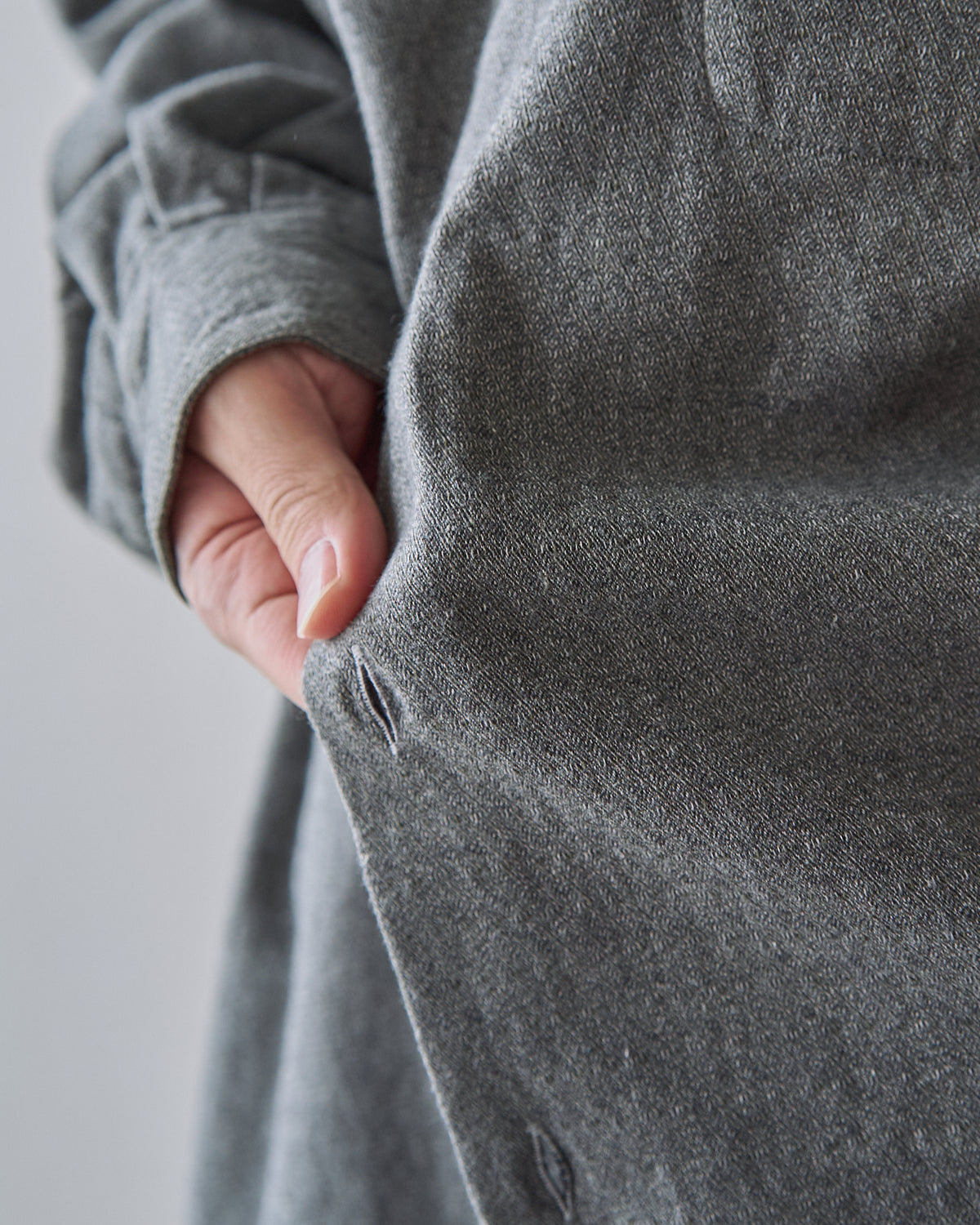 【SIZE L】80's-90s ERMENEGILDO ZEGNA Melange Flannel Cotton Shirt / Charcoal Grey