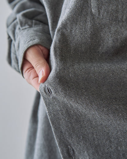【SIZE L】80's-90s ERMENEGILDO ZEGNA Melange Flannel Cotton Shirt / Charcoal Grey