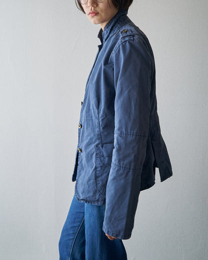 【SIZE S】ARMANI JEANS Garment-Dyed Cotton Convertible-Collar Field Jacket / Navy