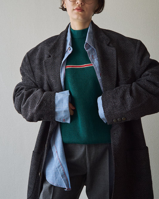 【Size L】90s JHANE BARNES Wool/Linen Textured boucle Jacket / Black