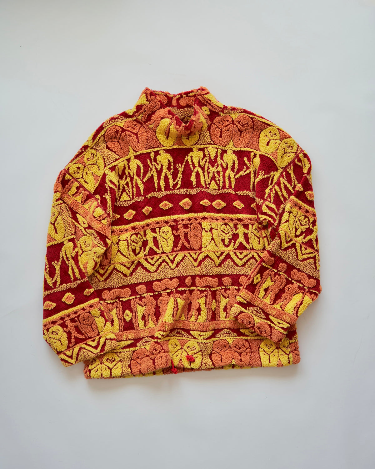 【SIZE L】90s DESCENTE Acrylic Jacquard Boa Tribal Pattern Pullover / Red