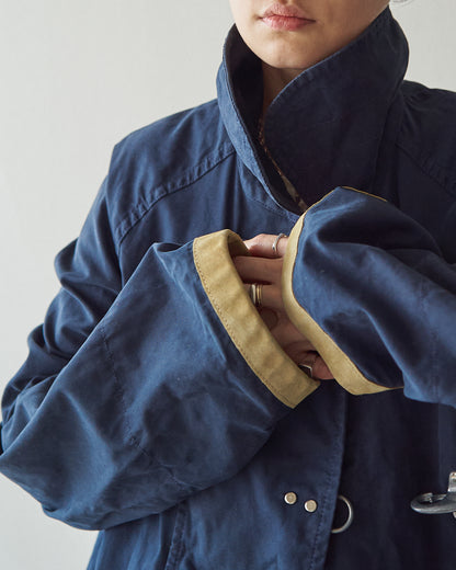 【SIZE L】-90s FAY Cotton Canvas Fireman Toggle Coat / Navy