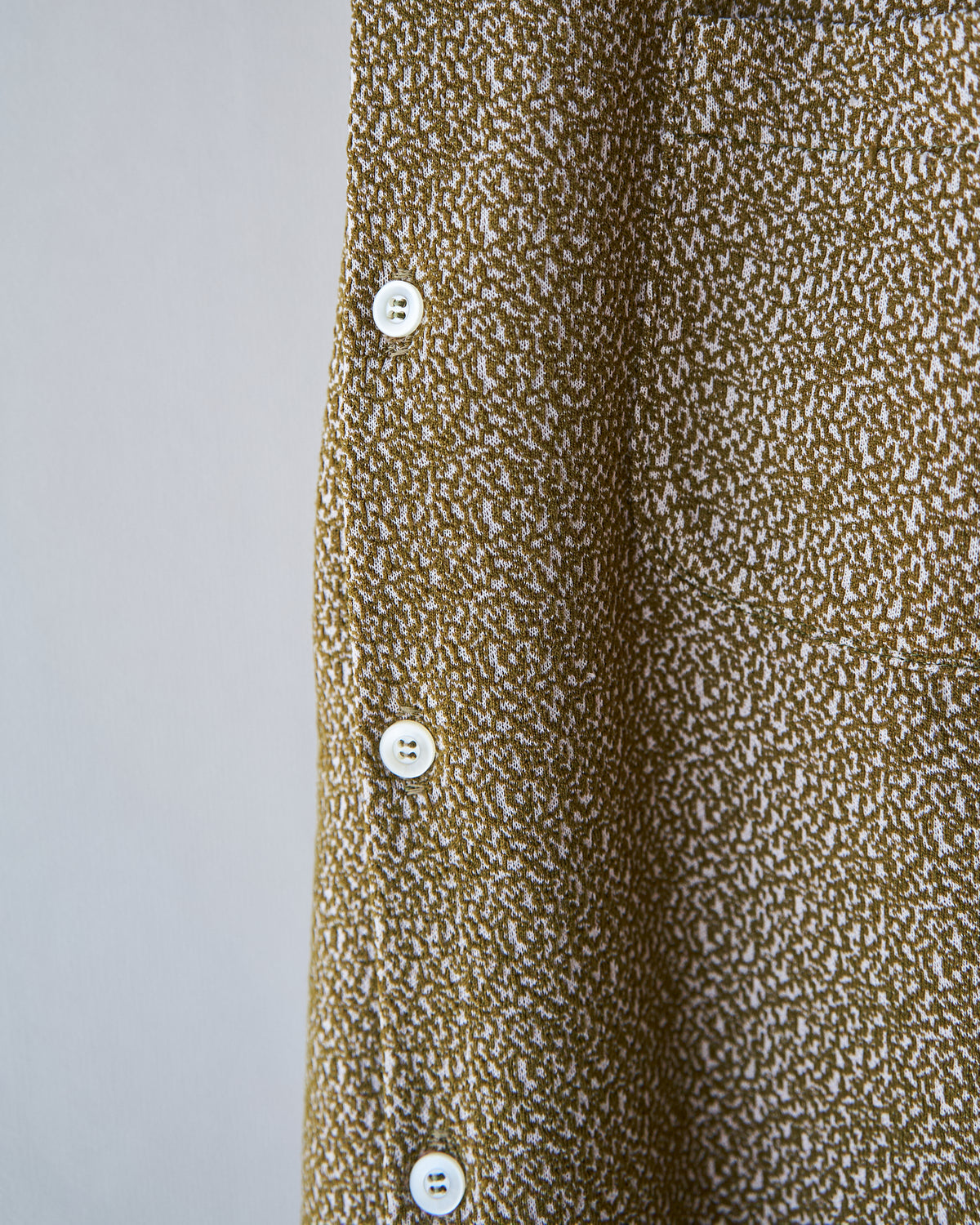 【SIZE M-L】70s Jacquard Knit Open Collar Shirt / Olive Ivory