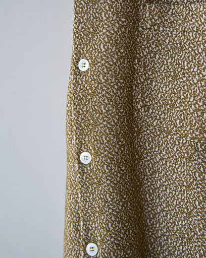 【SIZE M-L】70s Jacquard Knit Open Collar Shirt / Olive Ivory