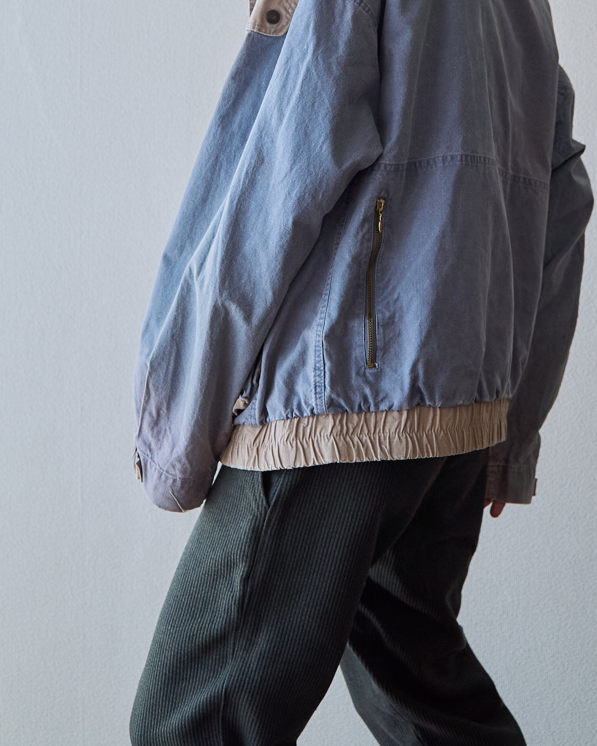 【SIZE M-L】80-90s FLASH Cotton Twill Detachable Multi-Pocket Bomber Jacket / Grey Beige