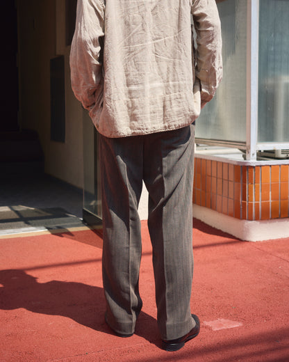 【Size S】 80-90s Italy Light Wool 3Tuck Summer Trousers / Brown