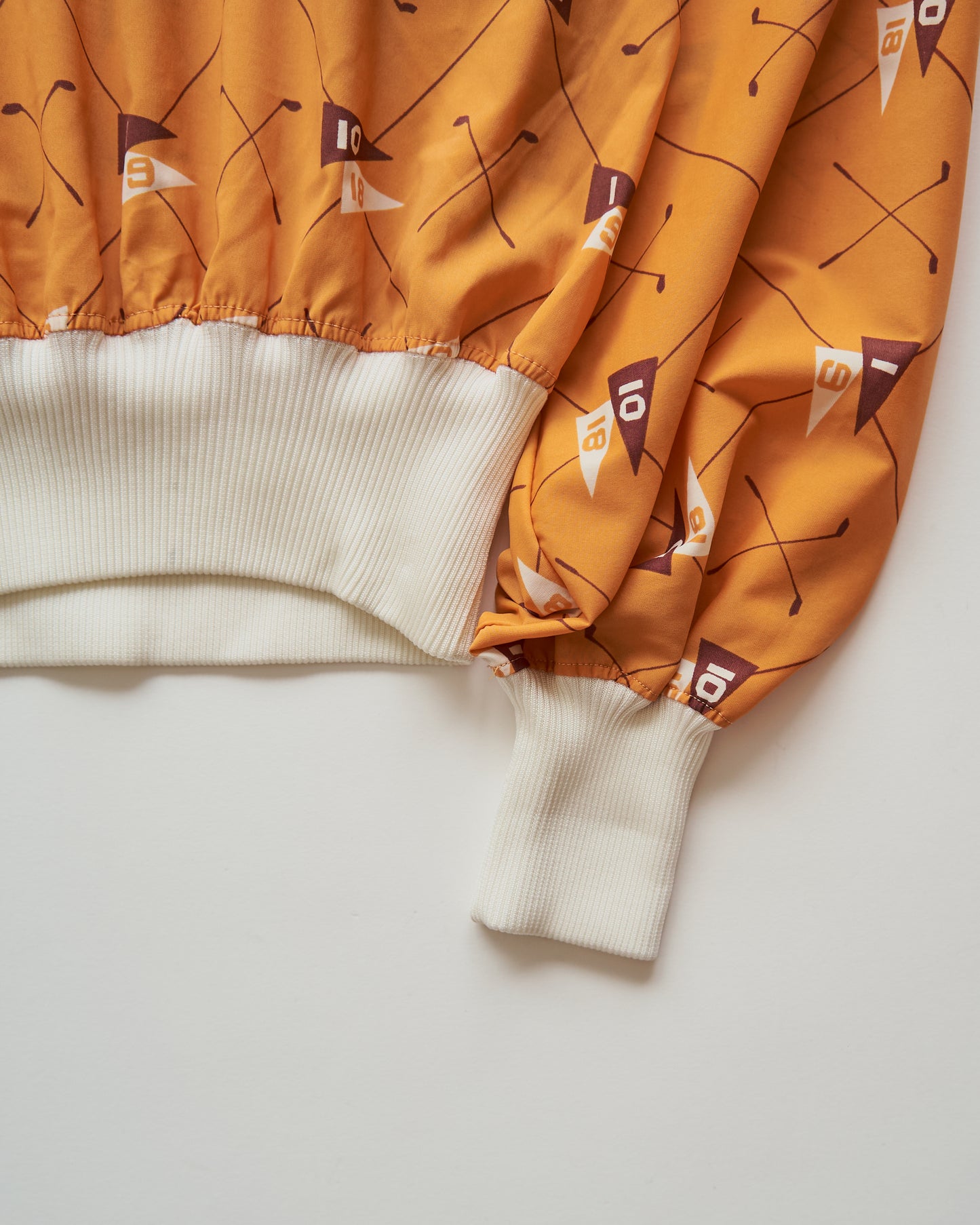 80-90s DUNLOP Golf Motif Stretch Nylon Rib Pullover / Mustard