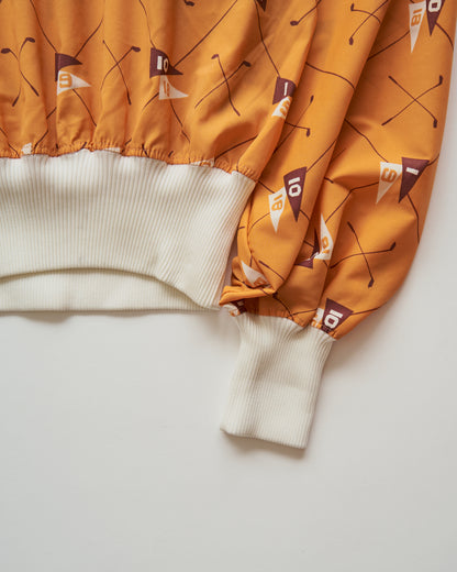 【Size S】80-90s DUNLOP Golf Motif Stretch Nylon Rib Pullover / Mustard