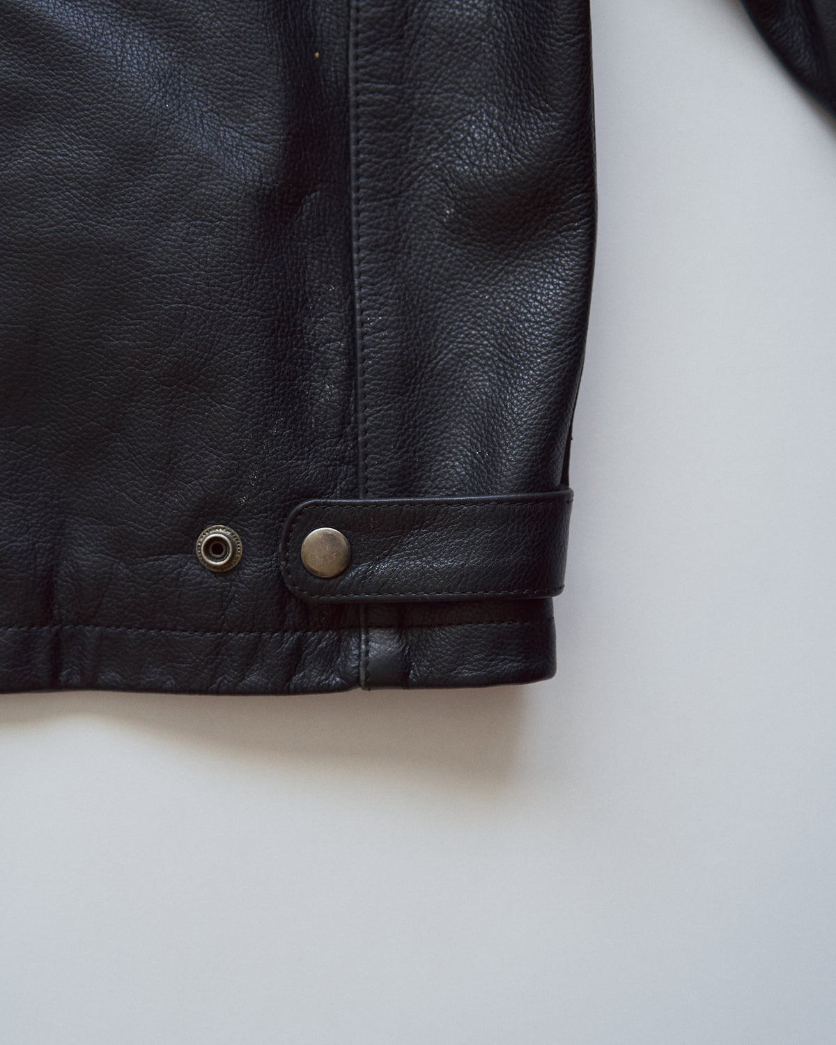 【SIZE S-M】80-90s HEIN GERICKE Colorblock Leather Racing Jacket / Black Orange