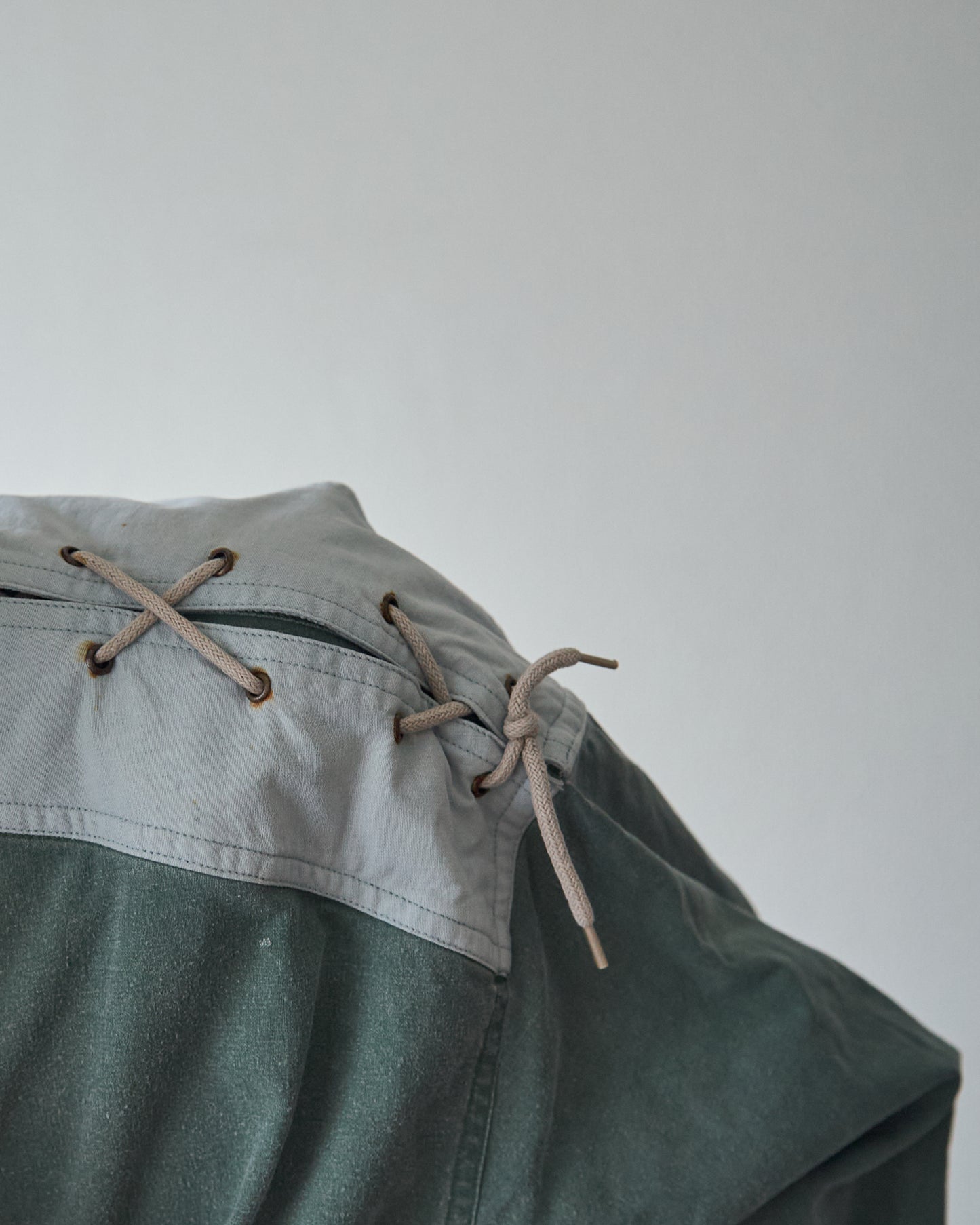 90s ALLEGRI Two-Tone  Lace-Up Shoulder Cotton Blouson / Sage
