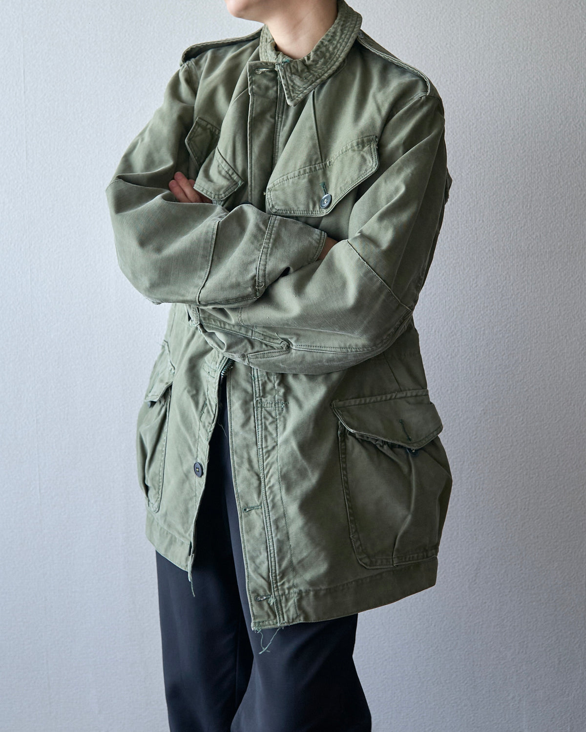 【SIZE S】1960s British Army Windproof Cotton Sateen Combat Smock / Olive Green