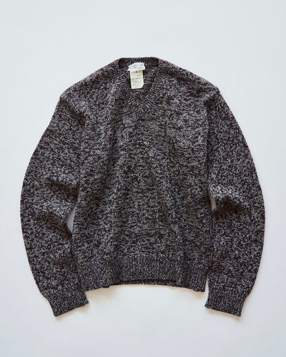 【SIZE S-M】90s agnès b. homme Melange Wool V-Neck Knit / Brown x Ecru