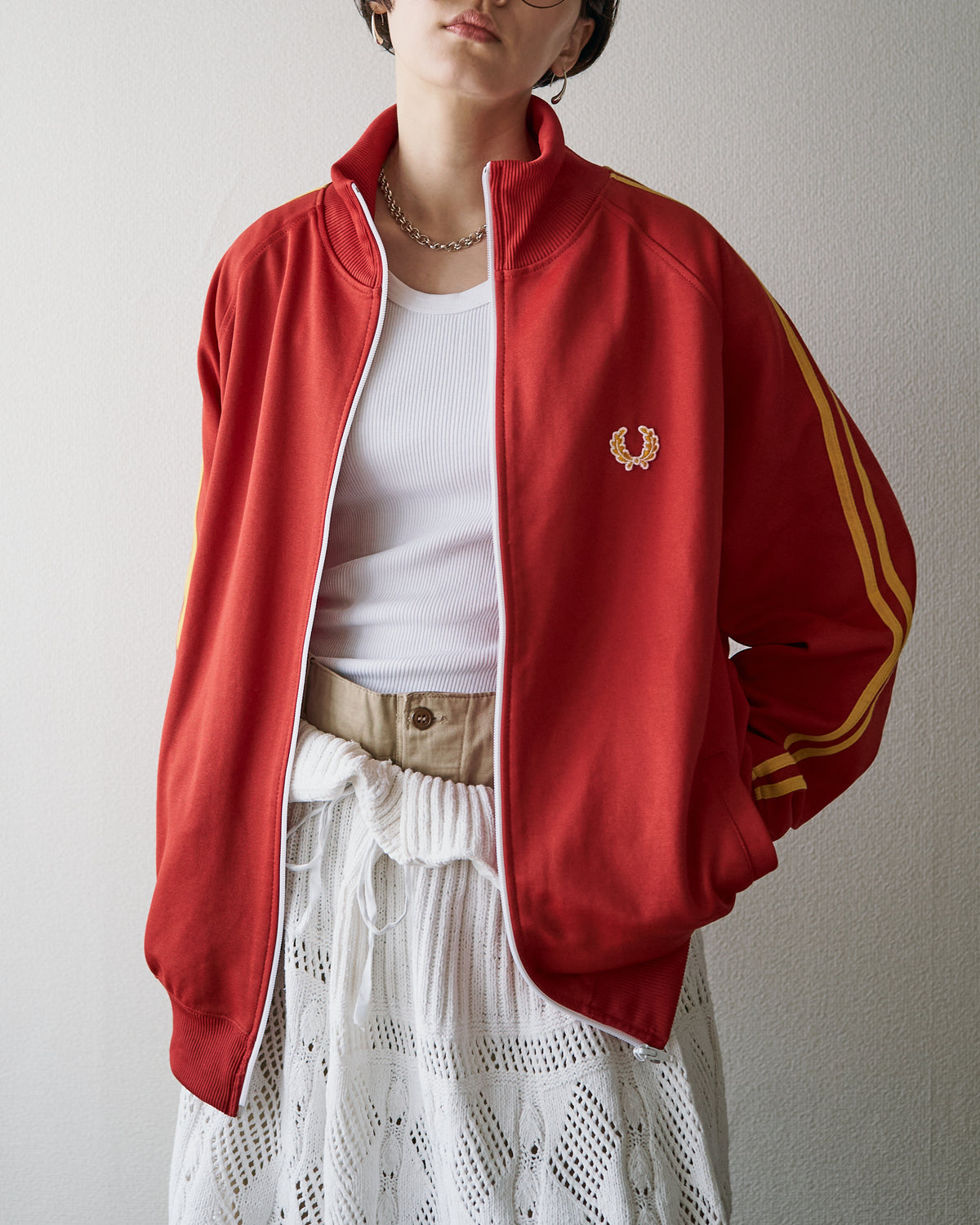 【SIZE L】FRED PERRY SPORTSWEAR Ribbed Raglan Track Jacket / Red