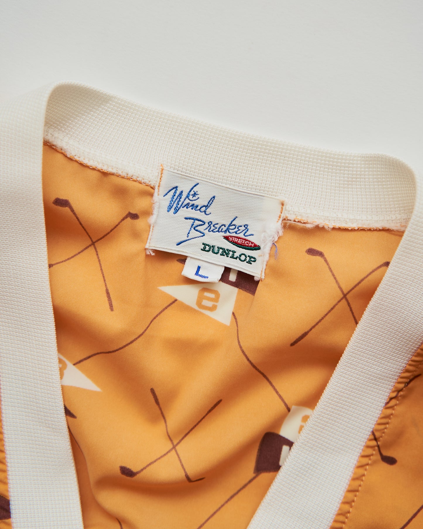 80-90s DUNLOP Golf Motif Stretch Nylon Rib Pullover / Mustard