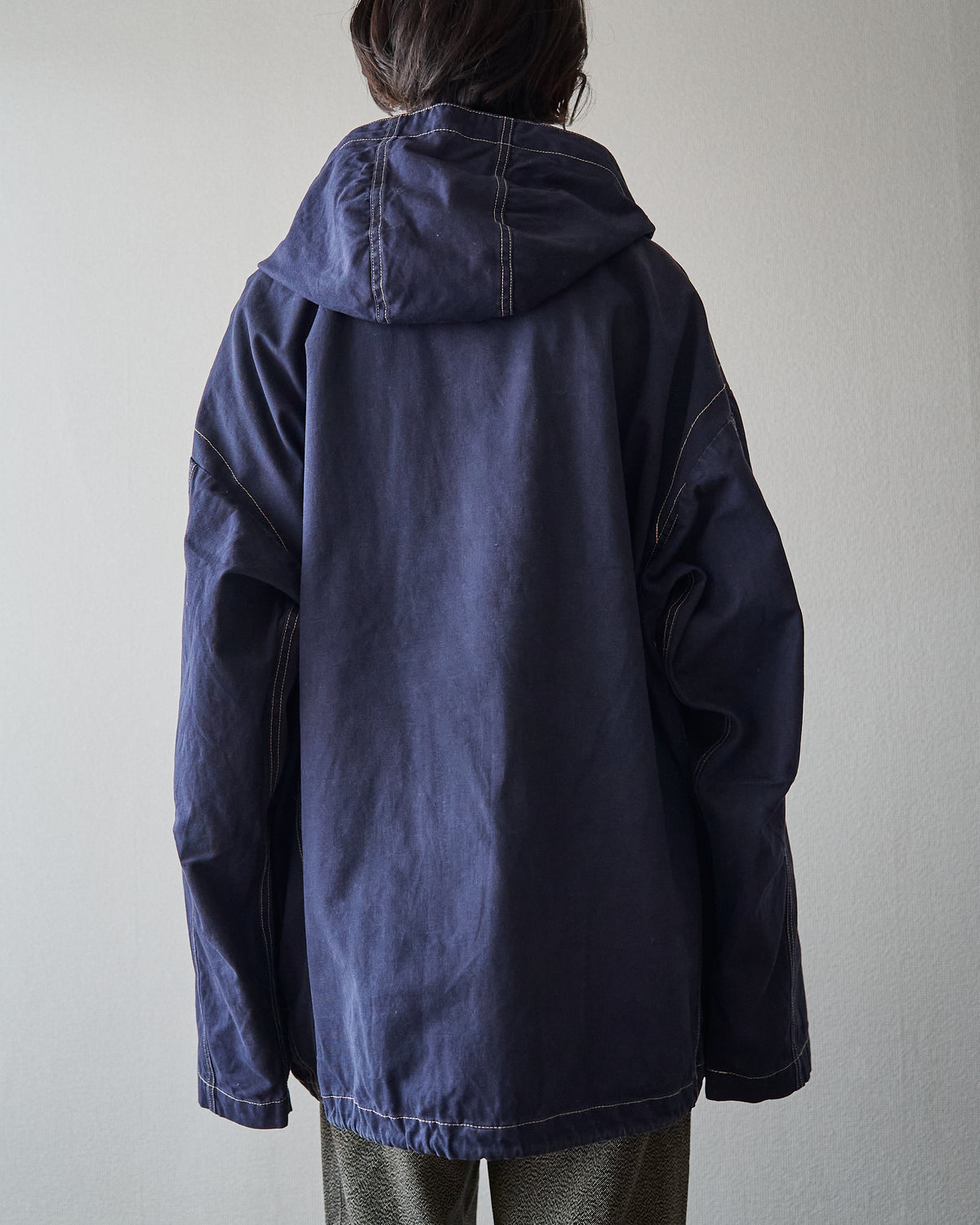 【SIZE L】OXER Cotton Detachable Hood Fireman-Hook  Coat / Navy