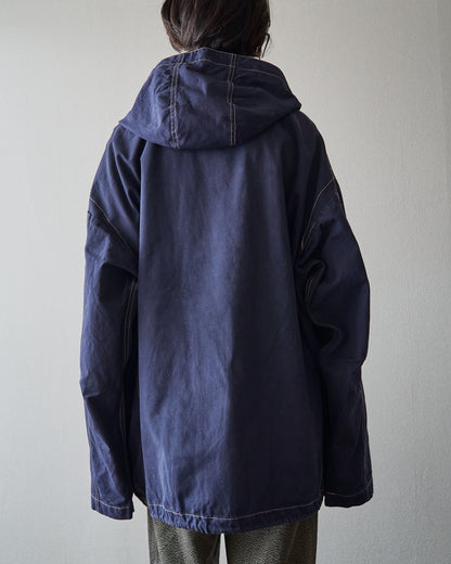 【SIZE L】OXER Cotton Detachable Hood Fireman-Hook  Coat / Navy