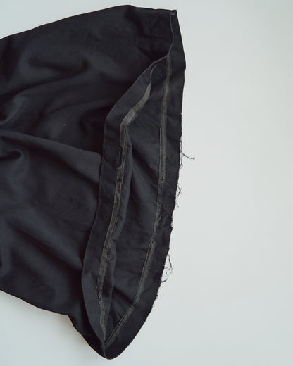 【SIZE S】-1940s French Black Cotton Sateen Maid Dress / Hand-Darned Repairs