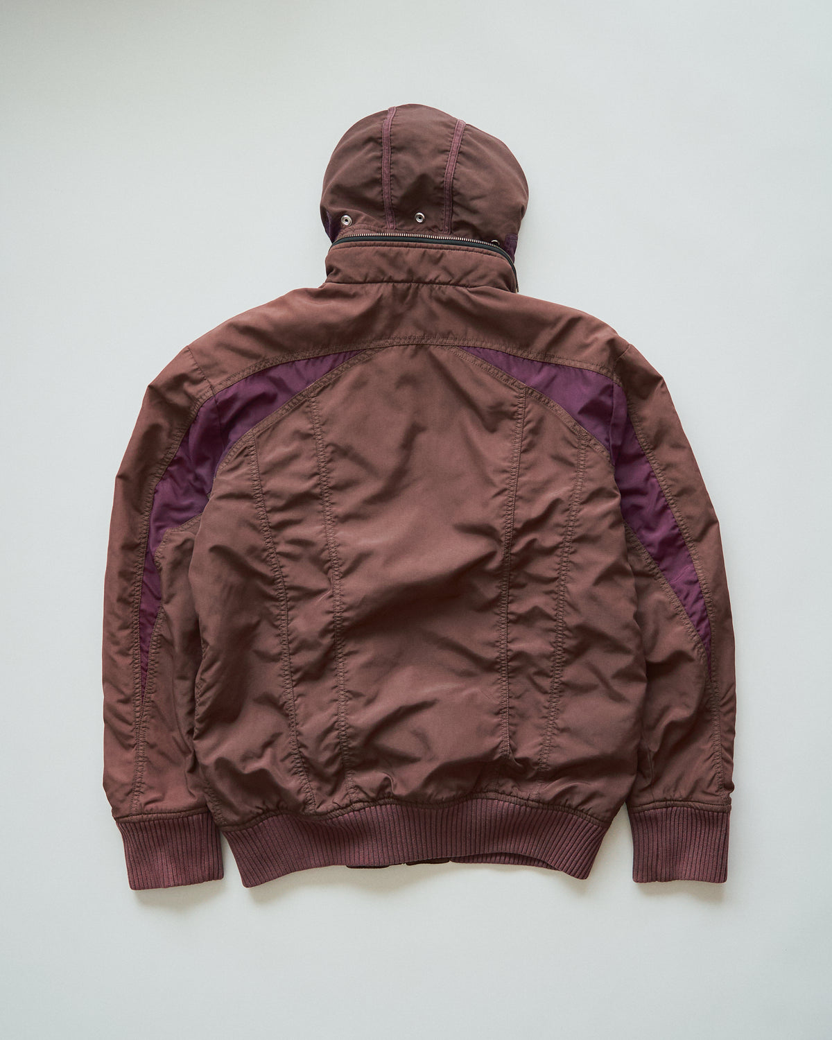 【SIZE M-L】00s DIESEL Multi-Zip Curved Bomber Jacket / Brown Purple
