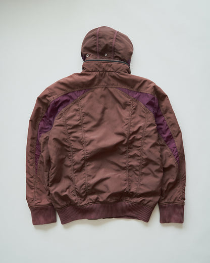 【SIZE M-L】00s DIESEL Multi-Zip Curved Bomber Jacket / Brown Purple
