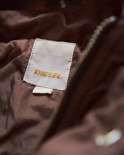 【SIZE M-L】00s DIESEL Multi-Zip Curved Bomber Jacket / Brown Purple