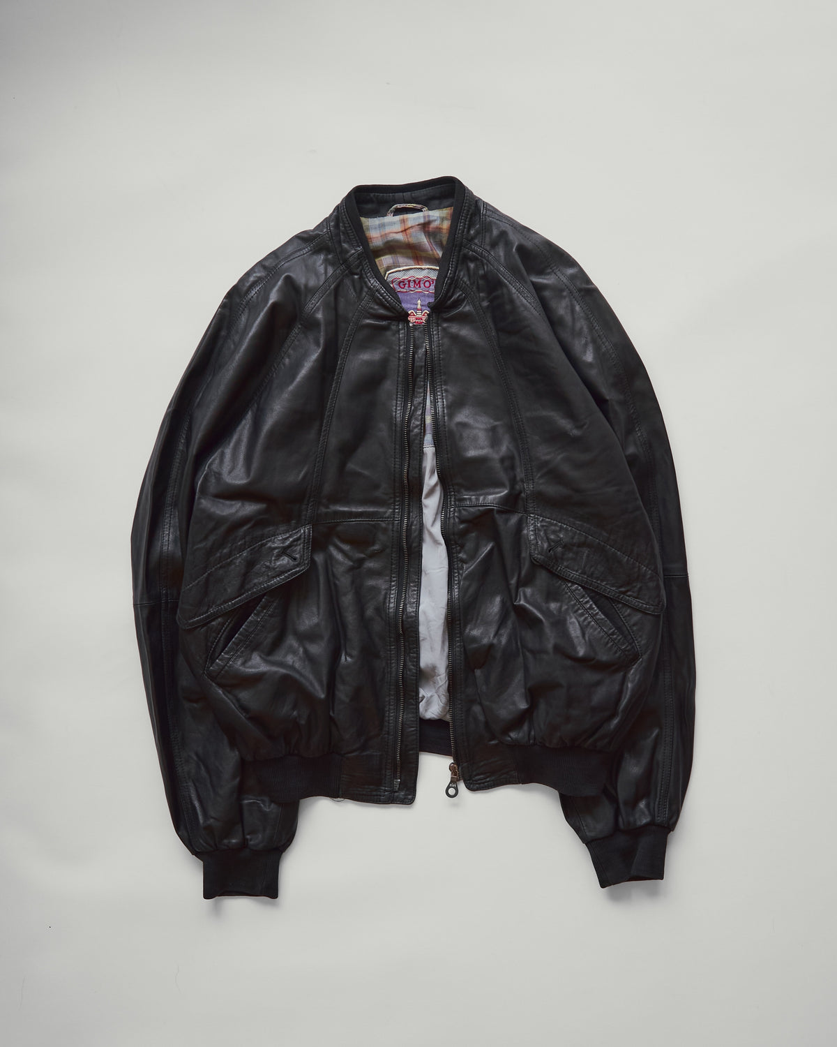 【Size M】80s-90s GIMO’S Lambskin Leather Raglan Sleeve Blouson / Black