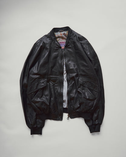 【Size M】80s-90s GIMO’S Lambskin Leather Raglan Sleeve Blouson / Black