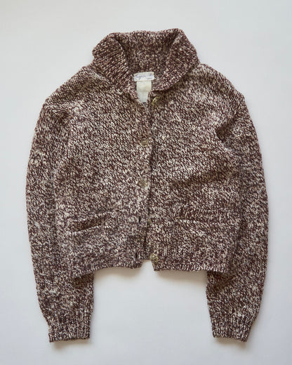 【SIZE S】 -90's agnès b. Melange Shawl Collar Cardigan / Brown
