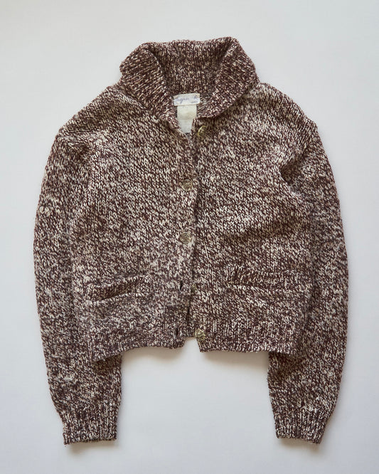 【SIZE S】 -90's agnès b. Melange Shawl Collar Cardigan / Brown
