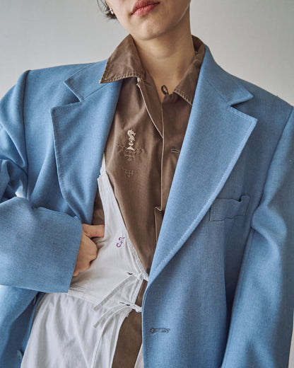 【SIZE L】-1980s JCPENNEY Textured Notch Lapel Tailored Jacket / Powder Blue