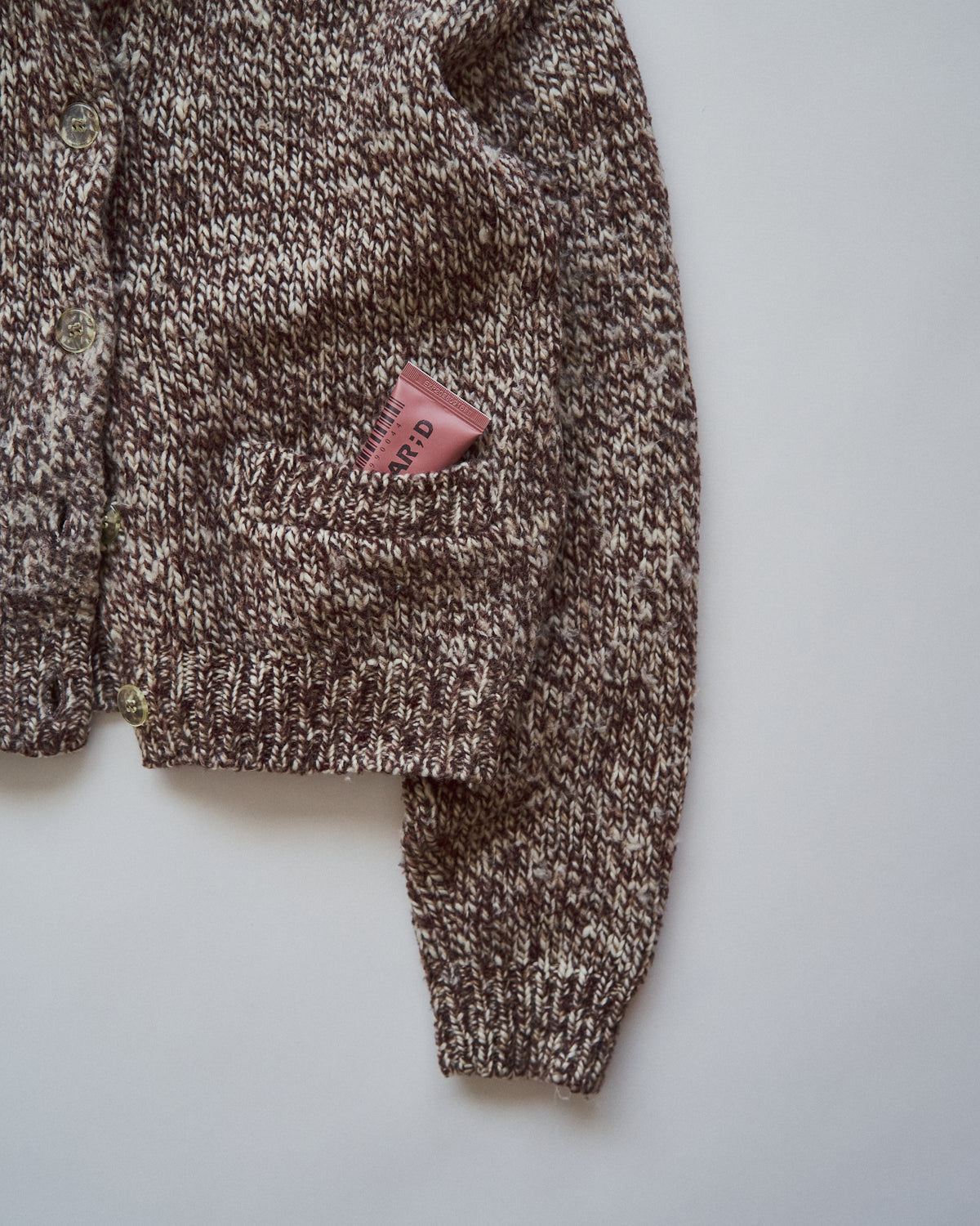 【SIZE S】 -90's agnès b. Melange Shawl Collar Cardigan / Brown