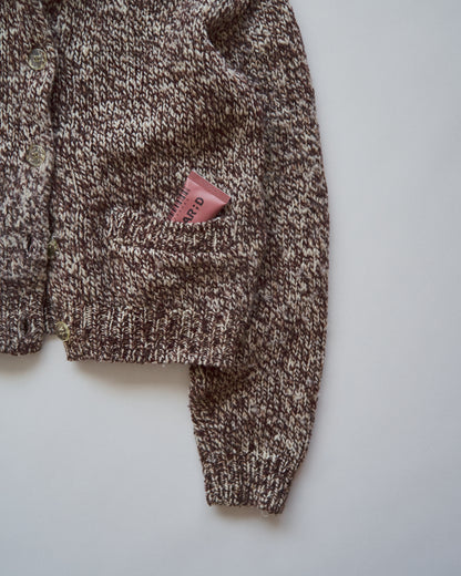 【SIZE S】 -90's agnès b. Melange Shawl Collar Cardigan / Brown