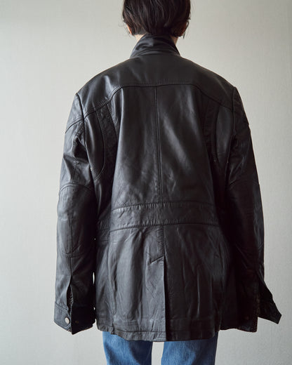 【SIZE L】00s-10s HUGO BOSS Lambskin Leather Utility Jacket/ Black